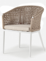 Кресло плетеное мягкое Grattoni Cuba алюминий, роуп, олефин белый, шампанское Фото 1