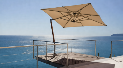 Зонт профессиональный 2.8х2.8 м Fim Ischia тик, алюминий, акрил коричневый, серебристый, слоновая кость Фото 1