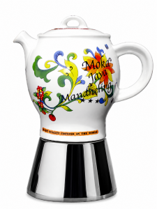 Кофеварка гейзерная Ancap Espressina Classic сталь, фарфор деколь Caffe a 3 Stelle Фото 2