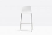 Стул пластиковый барный PEDRALI Kuadra сталь, технополимер сатинированный стальной, белый Фото 7