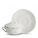 Блюдце для бульонной чашки Gien Rocaille Blanc фаянс белый Фото 2