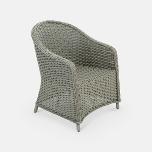 Кресло плетеное с подушкой ReeHouse Primo алюминий, искусственный ротанг, олефин лунный свет, темно-серый Фото 6