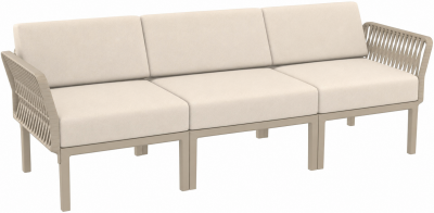 Диван пластиковый трехместный с подушками Siesta Contract Portofino Lounge стеклопластик, полипропилен, полиэстер бежевый, бежевый Фото 1