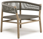 Кресло лаунж деревянное плетеное Ethimo Kilt тик, роуп мореный тик, темно-серый Фото 1