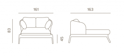 Лаунж-диван плетеный с подушками Grattoni Tropea алюминий, роуп, олефин зеленый Фото 2