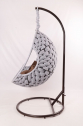 Кресло подвесное плетеное Pride Design Валио Гламур сталь, микровелюр серый Фото 6