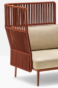 Диван плетеный PEDRALI Reva Cocoon сталь, роуп, ткань терракотовый, песочный Фото 5