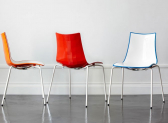 Стул пластиковый Scab Design Zebra Bicolore 4 legs сталь, полимер белый, оранжевый Фото 3