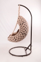 Кресло подвесное плетеное Pride Design Валио Гламур сталь, микровелюр бежевый Фото 3