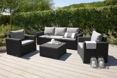 Комплект пластиковой мебели Keter California 3 seater set пластик с имитацией плетения графит, серый Фото 8