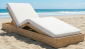 Шезлонг-лежак деревянный с матрасом Tagliamento Pangea акация, текстилен, ткань светлый тик, бежевый Фото 5