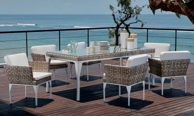 Комплект плетеной мебели Skyline Design Brafta алюминий, искусственный ротанг, sunbrella белый, бежевый Фото 1