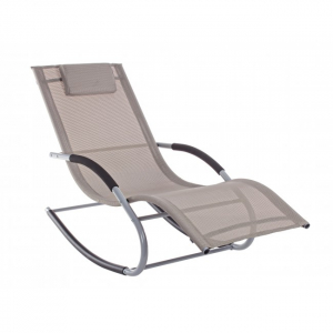 Шезлонг-качалка металлический Garden Relax Roger сталь, текстилен бежевый Фото 1
