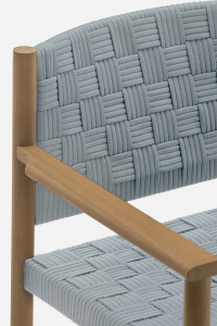 Кресло деревянное плетеное PEDRALI Griante тик, роуп натуральный, голубой Фото 4