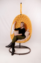 Кресло подвесное плетеное Pride Design Валио Гламур сталь, микровелюр желтый Фото 13