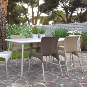 Стол пластиковый обеденный Resol Flash table алюминий, полипропилен белый Фото 2