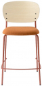 Стул полубарный с обивкой PEDRALI Jazz сталь, фанера, шпон, ткань терракотовый, беленый ясень, оранжевый Фото 1