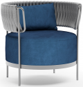 Кресло плетеное с подушками Aurica Лимассол алюминий, роуп, ткань синий Фото 1