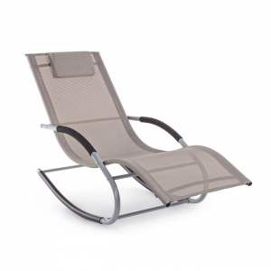 Шезлонг-качалка металлический Garden Relax Roger сталь, текстилен бежевый Фото 2