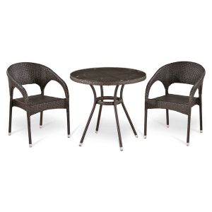Комплект плетеной мебели Afina T283ANT/Y90C-W51 Brown 2Pcs сталь, искусственный ротанг коричневый, бронзовый Фото 1