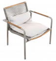 Кресло металлическое плетеное с подушками Higold Pioneer нержавеющая сталь, роуп, тик, олефин Фото 3