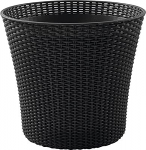Кашпо пластиковое Keter Conic Planter пластик с имитацией плетения антрацит Фото 1