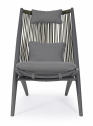 Лаунж-стул плетеный с подушками Garden Relax Aloha алюминий, роуп, полиэстер угольный, серый Фото 5