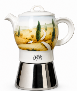 Кофеварка гейзерная Ancap Espressina Classic сталь, фарфор деколь Contrade Italiane Фото 2
