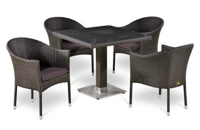 Комплект плетеной мебели Afina T606SWT/Y350B-W53 Brown 4Pcs искусственный ротанг, сталь коричневый Фото 1
