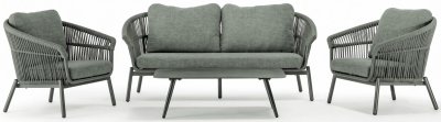 Комплект мягкой мебели Grattoni Tropea алюминий, роуп, олефин зеленый Фото 1