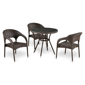 Комплект плетеной мебели Afina T283ANT/Y90C-W51 Brown 3Pcs сталь, искусственный ротанг коричневый, бронзовый Фото 1