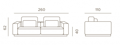 Диван модульный с подушками Grattoni Don тик, алюминий, олефин тик, бежевый Фото 2