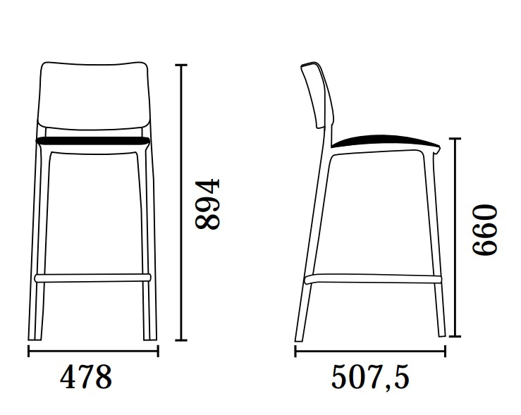 Стул полубарный пластиковый с обивкой Joy-S Bar Soft 65