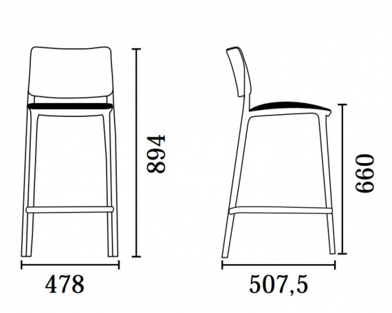 Стул полубарный пластиковый с обивкой Joy-S Bar Soft 65