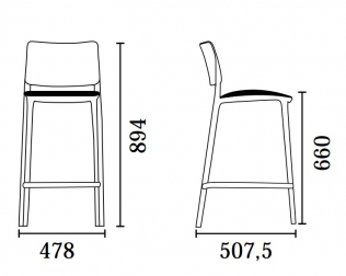 Стул полубарный пластиковый с обивкой-thumbs-Фото3