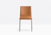 Стул с мягкой обивкой PEDRALI Kuadra сталь, натуральная кожа сатинированный стальной, коричневый Фото 5