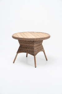 Cтол плетеный обеденный RosaDesign Charlie алюминий, искусственный ротанг, тик медовый, натуральный Фото 2