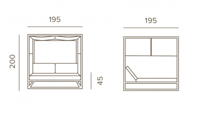 Шатер с лежаками Grattoni Antigua  алюминий, экокожа, полиэстер белый, тортора Фото 2