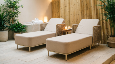 Шезлонг-лежак плетеный GARDENIUS Fiyonk алюминий, роуп, ткань Фото 4