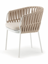 Кресло плетеное с подушкой Grattoni Soho алюминий, роуп, олефин белый, бежевый Фото 6