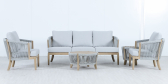 Комплект плетеной лаунж-мебели на 5 персон Tagliamento Veneto акация, роуп, олефин светлый тик, серый Фото 3