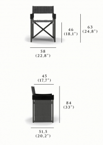 Кресло металлическое складное SNOC Sestri Nightfall алюминий, тик, текстилен черный Фото 2