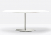 Стол обеденный PEDRALI Inox Ellittico нержавеющая сталь, компакт-ламинат HPL матовый стальной, белый Фото 5