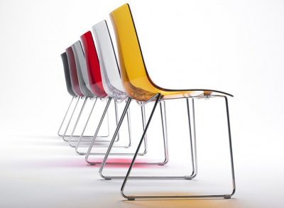 Стул прозрачный Scab Design Zebra Antishock сталь, поликарбонат, ткань хром, красный Фото 2