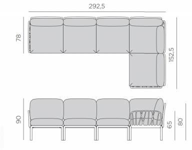 Диван пластиковый с подушками Nardi Komodo 5 стеклопластик, Sunbrella тортора, холст Фото 2
