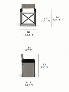 Кресло металлическое складное SNOC Sestri Terra алюминий, тик, текстилен коричневый Фото 2