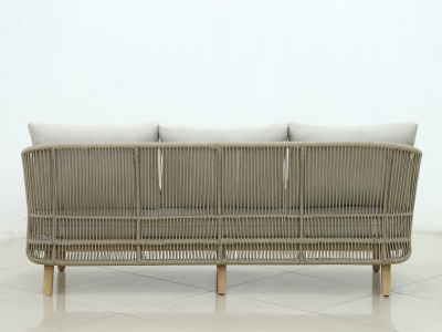 Диван плетеный трехместный Tagliamento Mali эвкалипт, роуп, полиэстер натуральный Фото 5