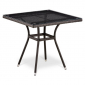 Стол плетеный со стеклом обеденный Afina T283BNT-W2390-80х80 Brown стекло, искусственный ротанг, сталь коричневый, бронзовый Фото 1