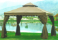 Шатер квадратный Village Gazebo алюминий черный, светло-бежевый Фото 1