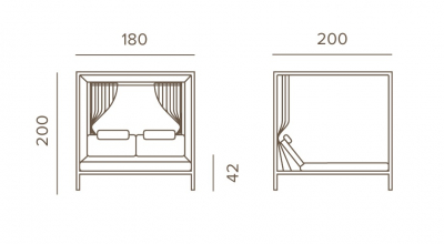 Шатер с лежаками Grattoni Doha алюминий, олефин антрацит, светло-серый Фото 2